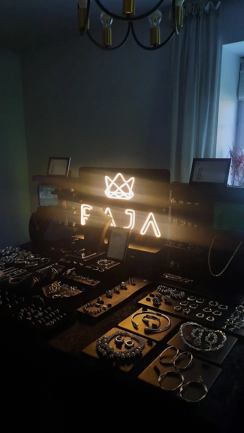 Raja LED neon logo sign — photo from the client’s Google review