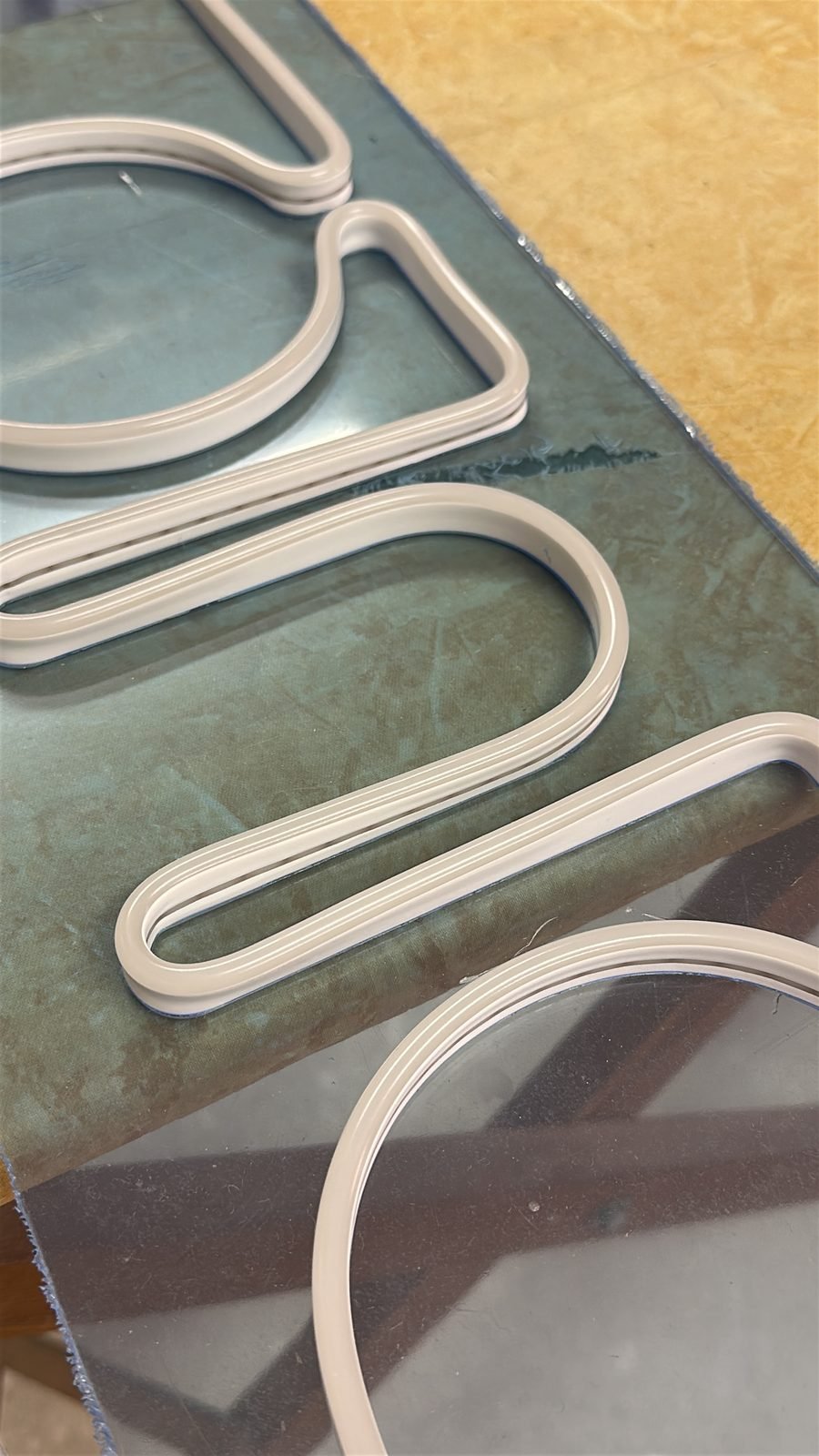 Bare LED neon line in the workshop