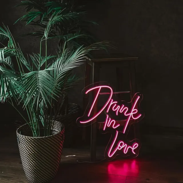 Pink LED neon Drunk in Love script sign