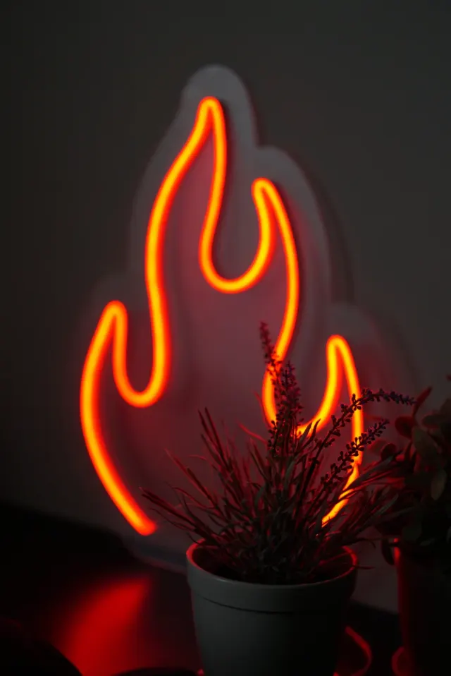 Orange LED neon flame sign